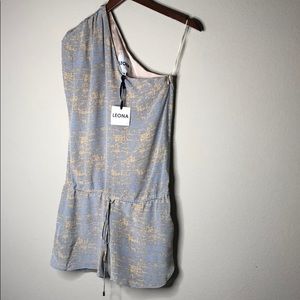 Leona $282.00 One Arm sleeve romper alba silk